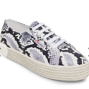 Superga 2730 Pufanropew - Womens Platform Black/White/Snake - Espadrilles